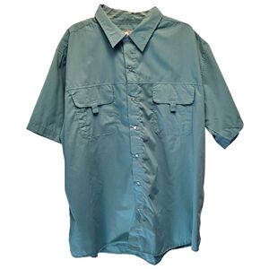 Haband Travelers Aqua Casual Pearl Snap Shirt Short Sleeve - Size XX